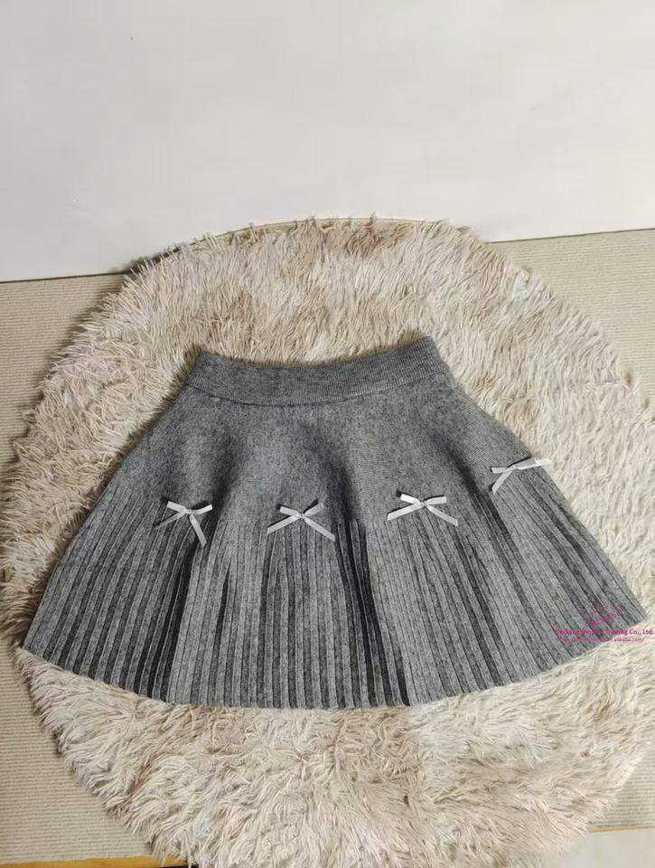Knitted High-Waisted Fashionable Skirt A-line Skirt