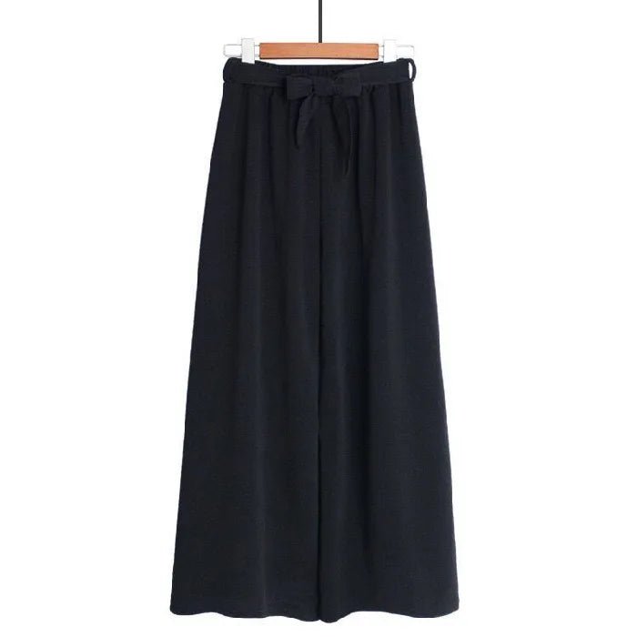 Elastic Waist Long Pants Laced Bow Made of Lacing Straight - Leg Trousers Classic Slacks - Zeprah