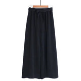 Elastic Waist Long Pants Laced Bow Made of Lacing Straight - Leg Trousers Classic Slacks - Zeprah