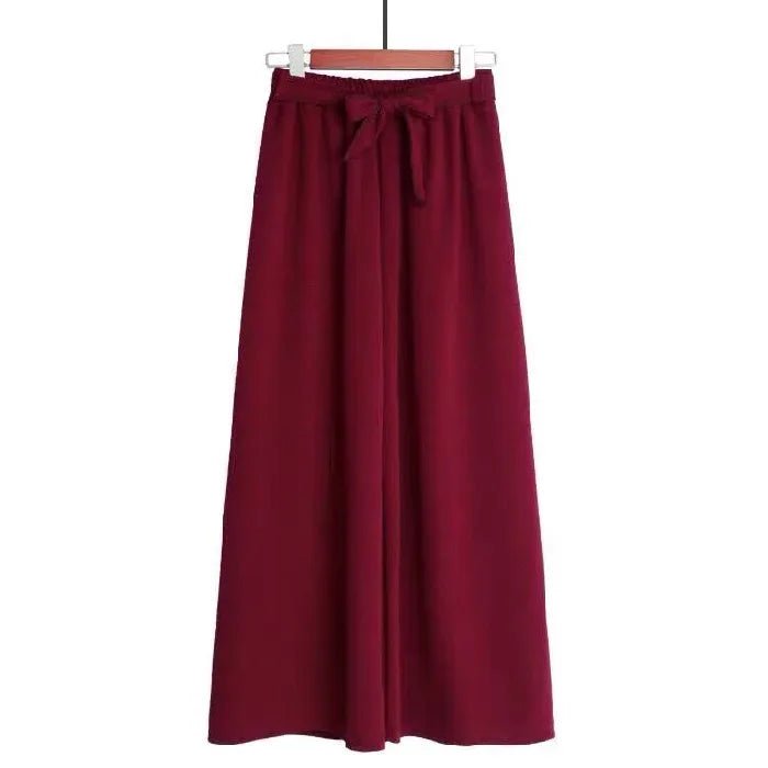 Elastic Waist Long Pants Laced Bow Made of Lacing Straight - Leg Trousers Classic Slacks - Zeprah