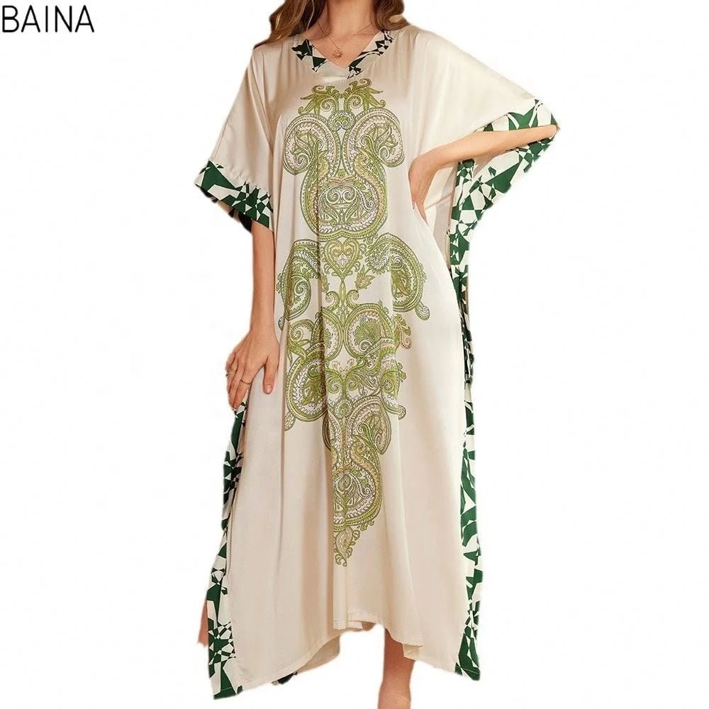 Elegant High - End Women's Long Nightgown Modest Middle Eastern Style Spring Summer - Zeprah