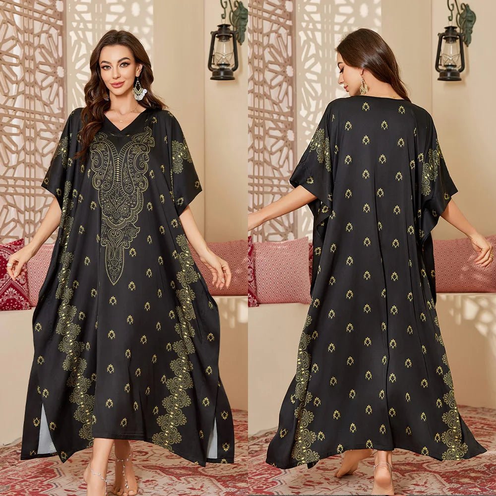 Elegant High - End Women's Long Nightgown Modest Middle Eastern Style Spring Summer - Zeprah