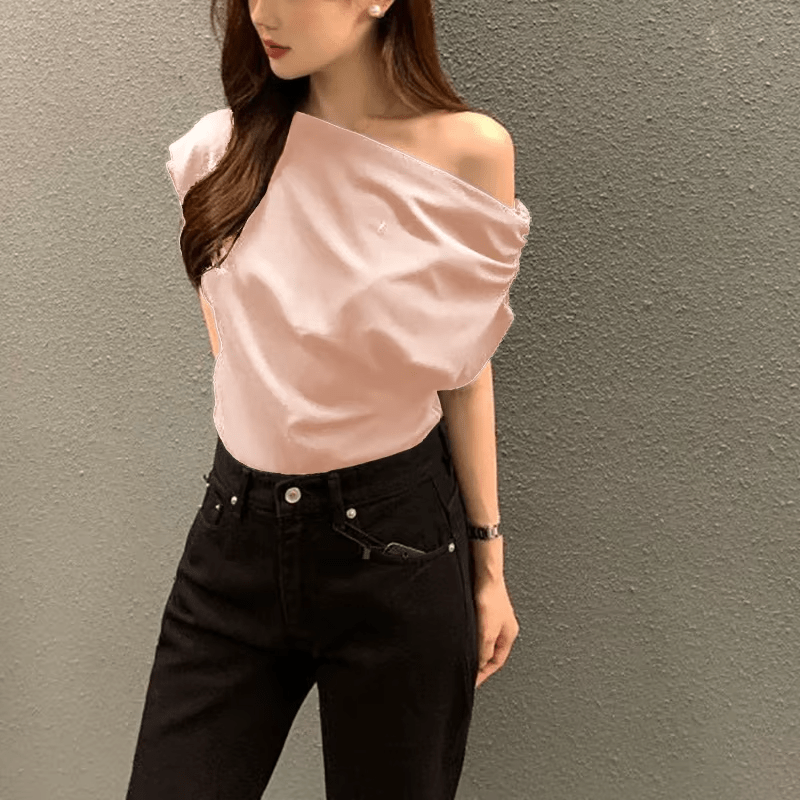 Elegant Ruched Shoulder Puff Sleeve Top - Zeprah