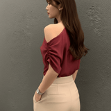 Elegant Ruched Shoulder Puff Sleeve Top - Zeprah