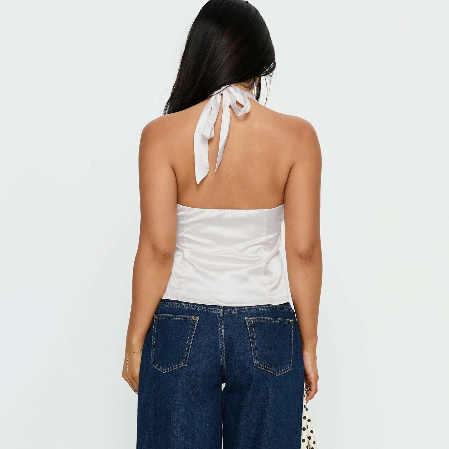 Elegant Solid Color Satin Breathable Eco - Friendly Women's V - neck Strapless Tank Tops Simple Basic Camisole - Zeprah