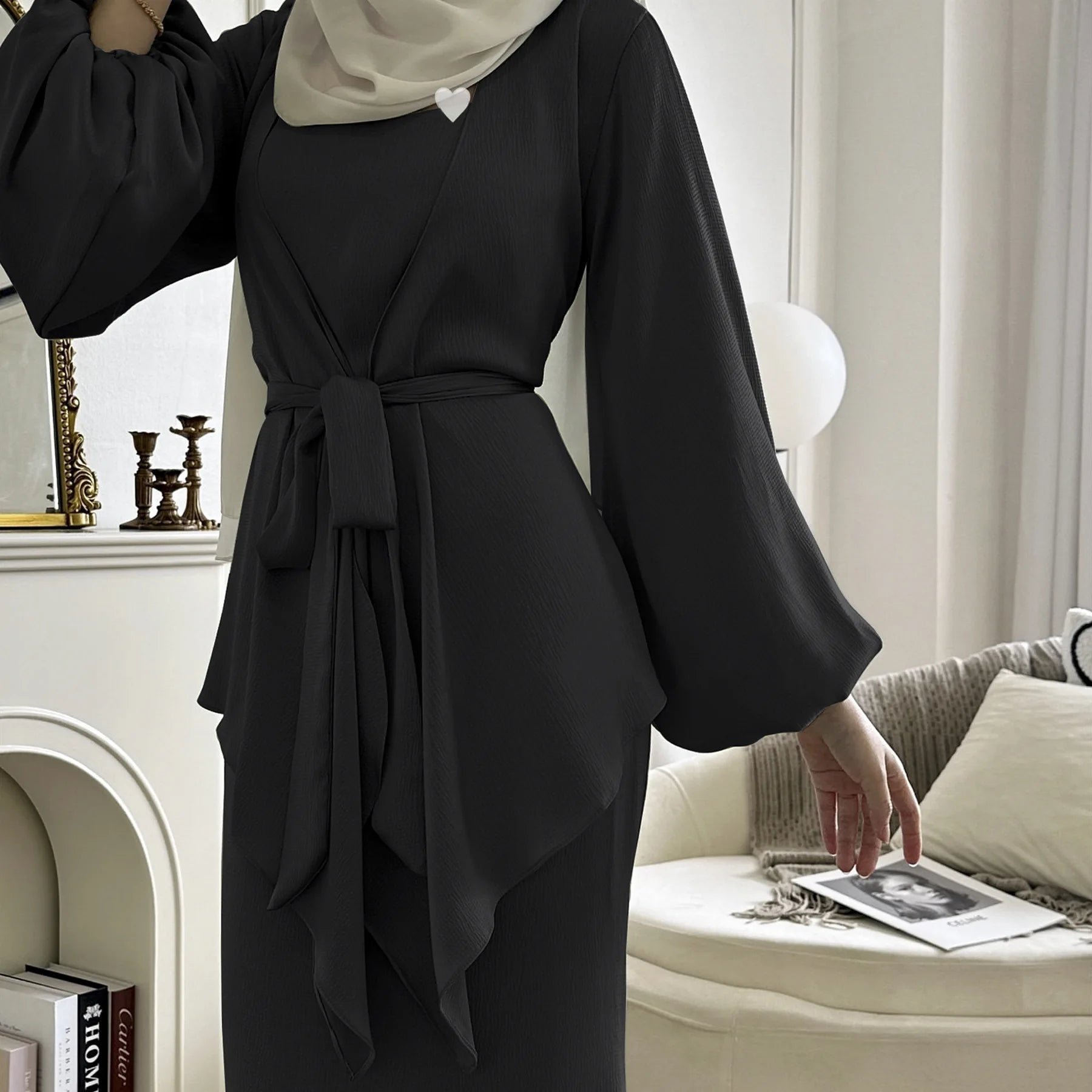 Elegant Solid Color Two - Piece Set of High Quality Price Abaya Women Muslim Dress - Zeprah