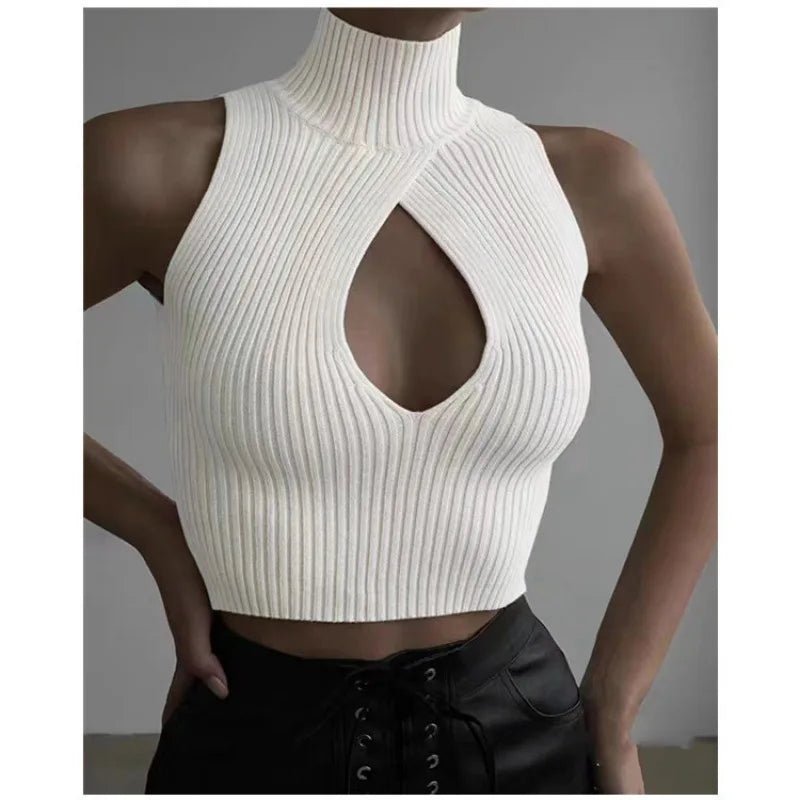 Europe US Sexy Club Hot Sale Women Camisole Hollow Design Tank Crop Top Beauty Breast Muscle Y2K Unisex Vest - Zeprah