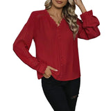 European American Autumn Cute Elegant Commuting Date Versatile Long - Sleeve Broadcloth Blouse - Zeprah