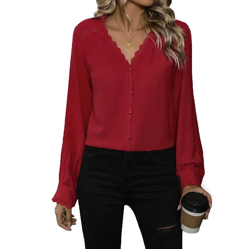European American Autumn Cute Elegant Commuting Date Versatile Long - Sleeve Broadcloth Blouse - Zeprah