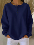 European American Fashion Regular Sleeve Crew Neck Waffle Autumn Solid Color Sweatshirt - Zeprah