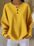 European American Fashion Regular Sleeve Crew Neck Waffle Autumn Solid Color Sweatshirt - Zeprah