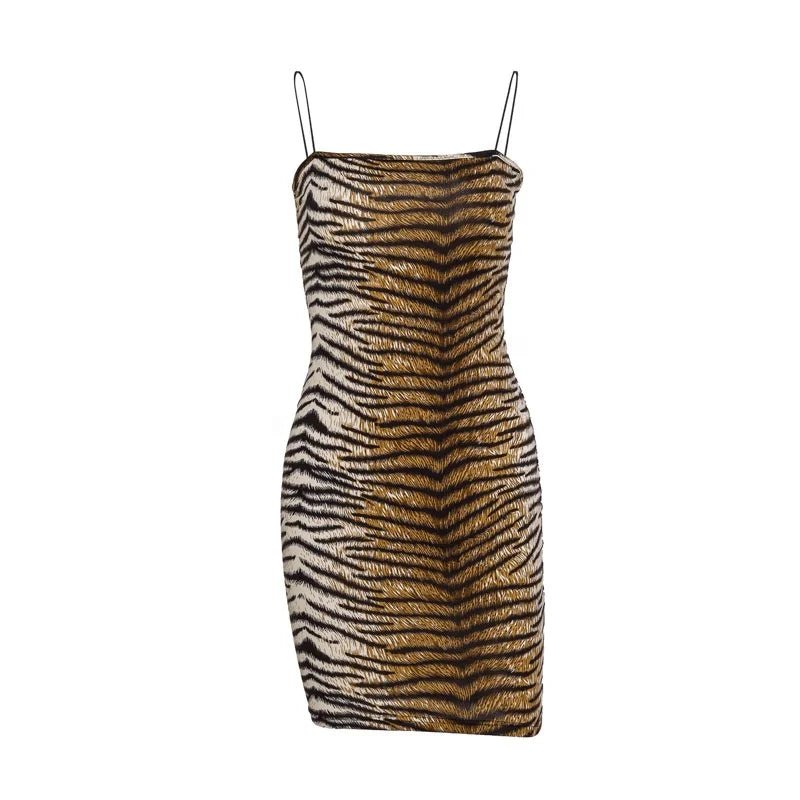 European American Hot Selling Summer Women's New Leopard Print Camisole Mini Women's Club & Party Dress - Zeprah