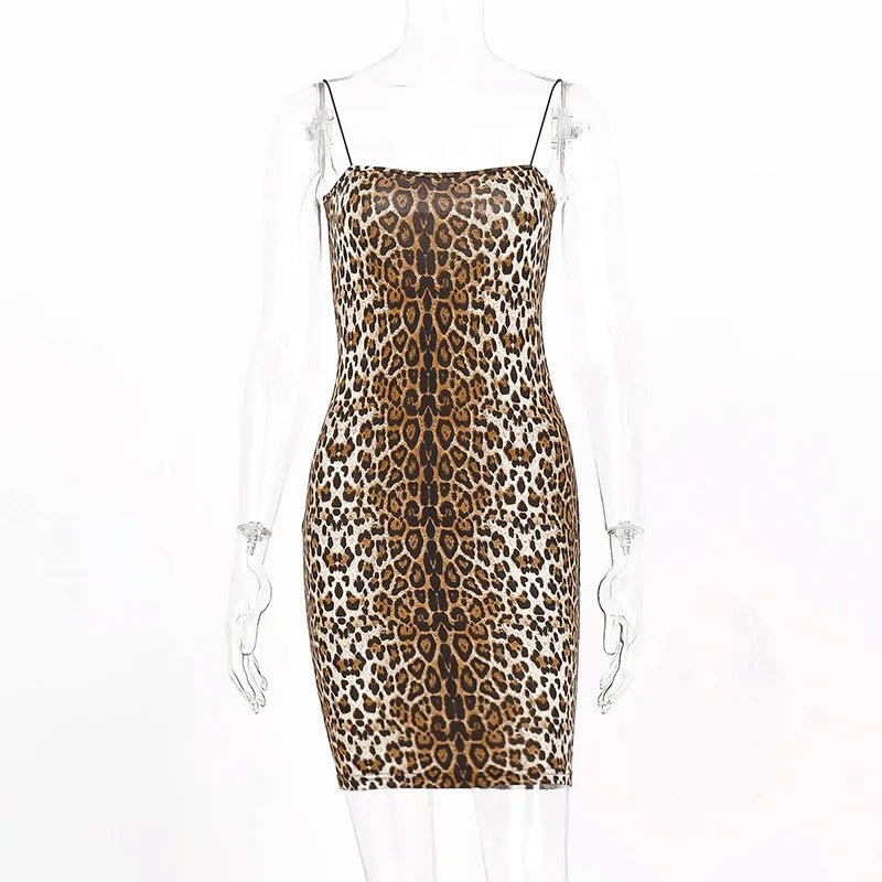 European American Hot Selling Summer Women's New Leopard Print Camisole Mini Women's Club & Party Dress - Zeprah