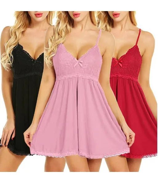 European American Lace Sexy Underwear Women's See - through Polyester Pajamas Seductive Nightgown - Zeprah