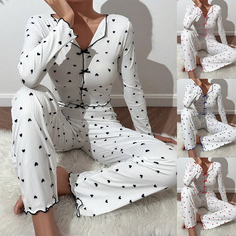 European American Letter Print Homewear Satin 100% Polyester Breathable Elastic Waist Long - Sleeve Women - Zeprah