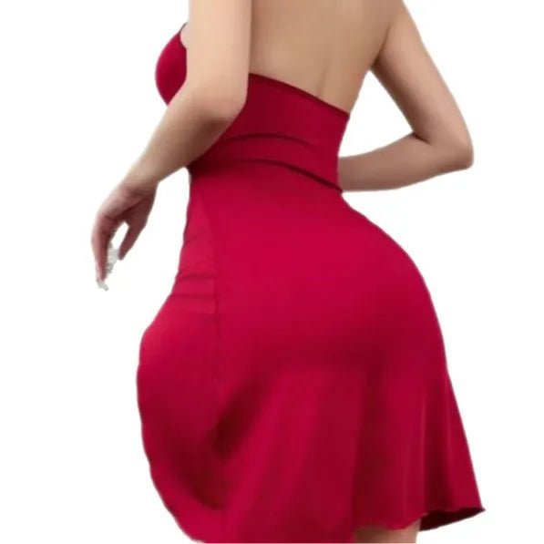 European American New Style Halter Sexy Tight Hip Dress Side Drawstring Long Skirt Suit Women's Sexy Lingerie - Zeprah