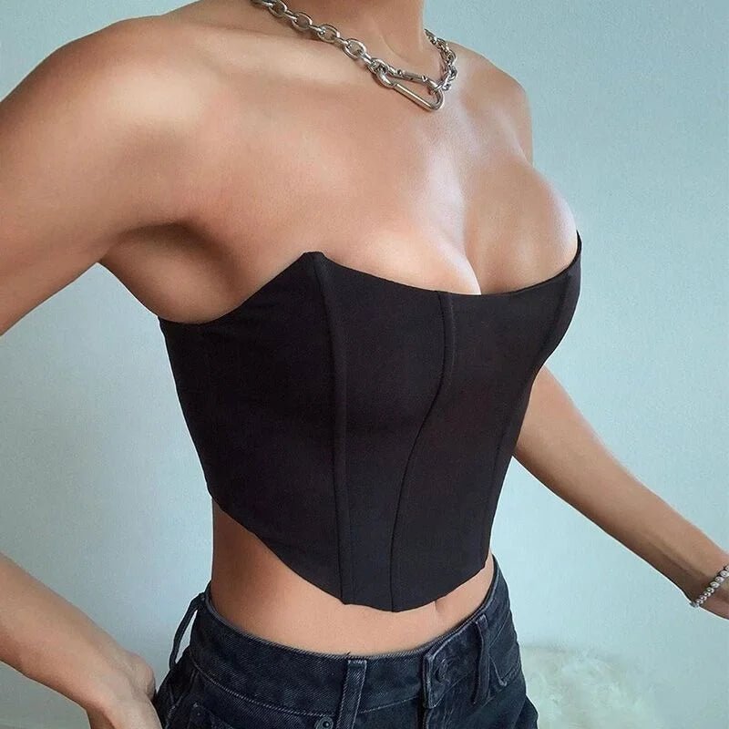 European & American Playful Sexy Style Backless Crop Top - Off - the - Shoulder Fitted Blouse - Zeprah