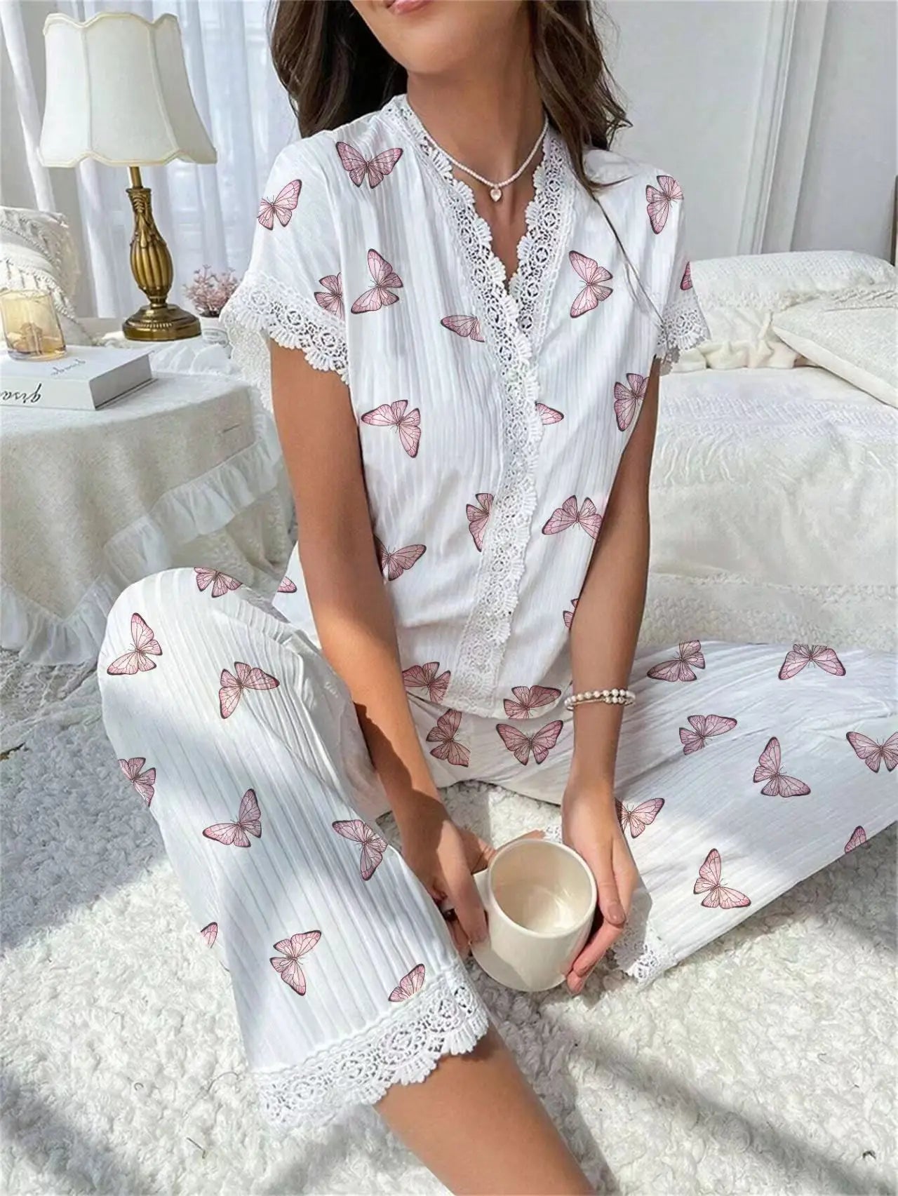 European American Sexy Floral Printed Breathable Elastic Waist Summer Homewear - Zeprah