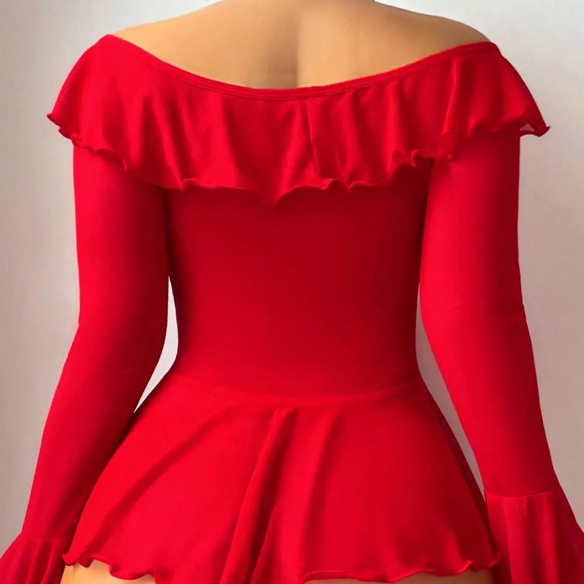 European American Sexy Ruffles See - through Polyester Gauze Dress Off - shoulder Underwear - Zeprah