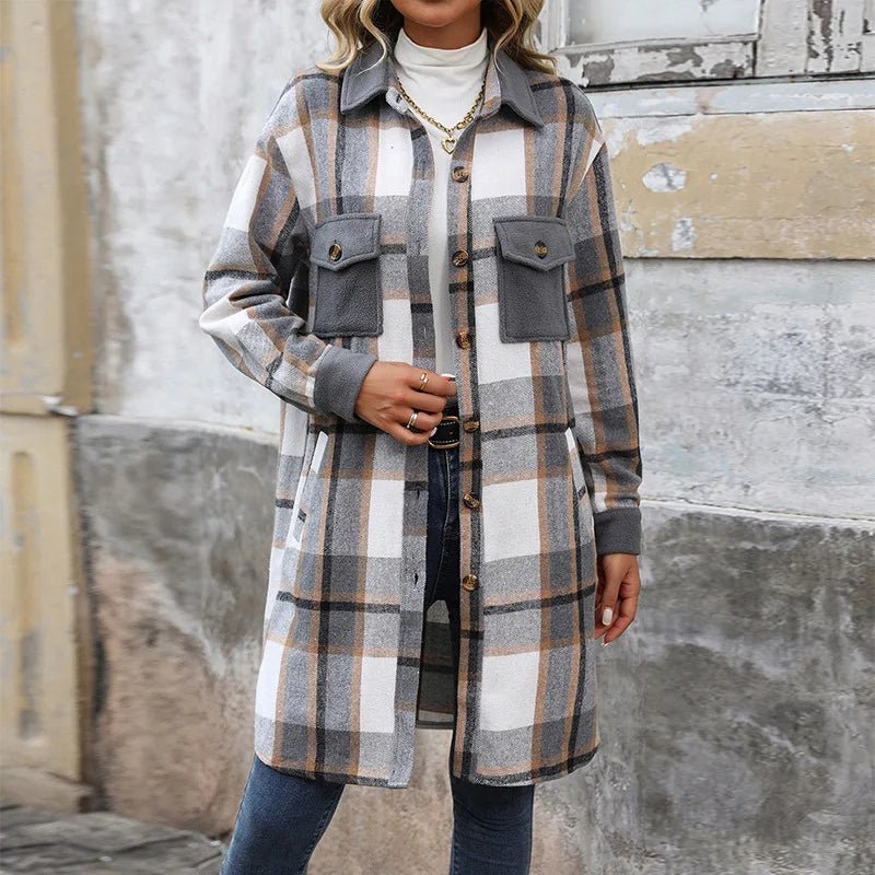 European American Style Autumn Winter Casual Vintage Long Mandarin Collar Poncho Coat - Zeprah
