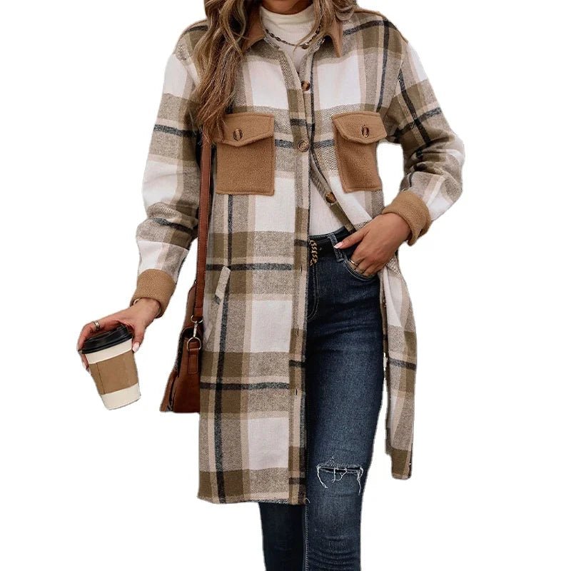 European American Style Autumn Winter Casual Vintage Long Mandarin Collar Poncho Coat - Zeprah