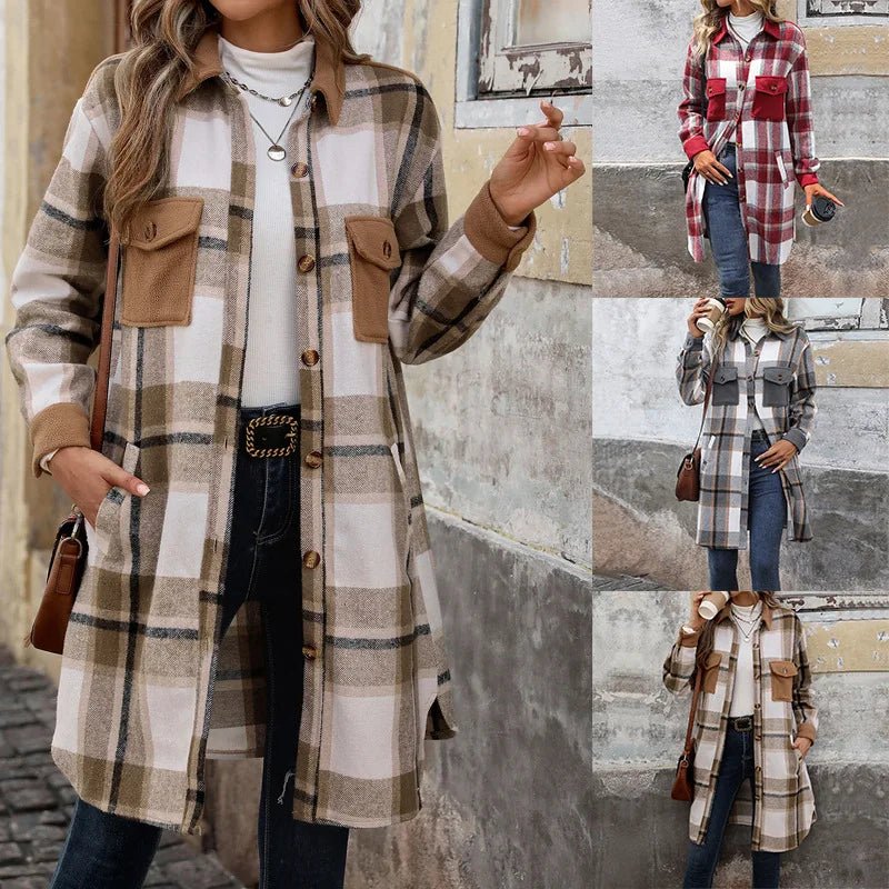 European American Style Autumn Winter Casual Vintage Long Mandarin Collar Poncho Coat - Zeprah
