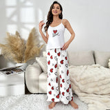 European American Style Heart - Patterned Suspender Pants Pure Cotton Casual Loungewear Set Breathable Versatile - Zeprah