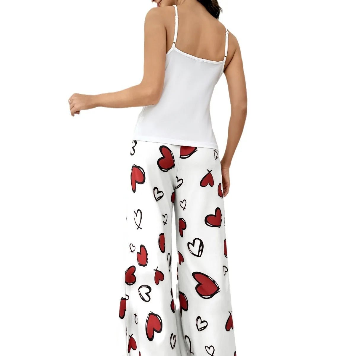 European American Style Heart - Patterned Suspender Pants Pure Cotton Casual Loungewear Set Breathable Versatile - Zeprah