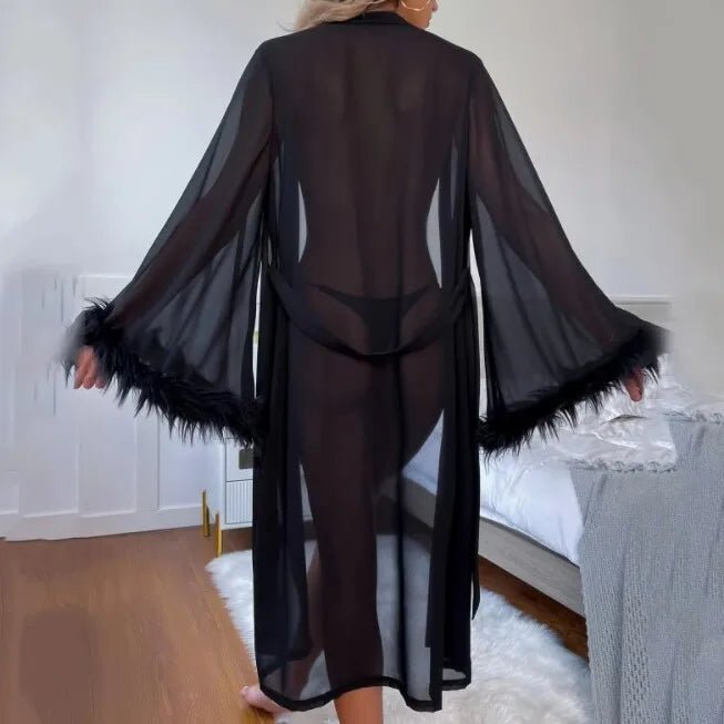 European American Style Long - Sleeved Pajamas Comfortable Tie - Up Women's Loungewear Sexy Underwear - Zeprah
