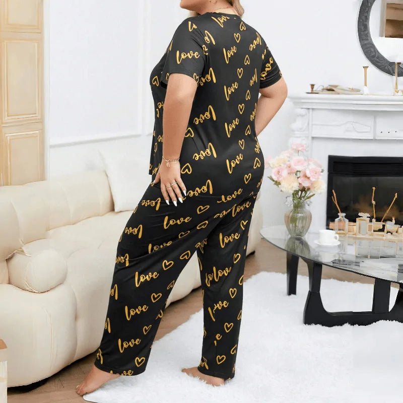 European American Style Loungewear Women Oversized Letter Pattern Crew Neck Short - Sleeve Breathable Summer - Zeprah