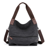 European American Style Women's Casual Solid Color Zipper Closure Fashionable VersatileCanvas Shoulder Crossbody Bag - Zeprah