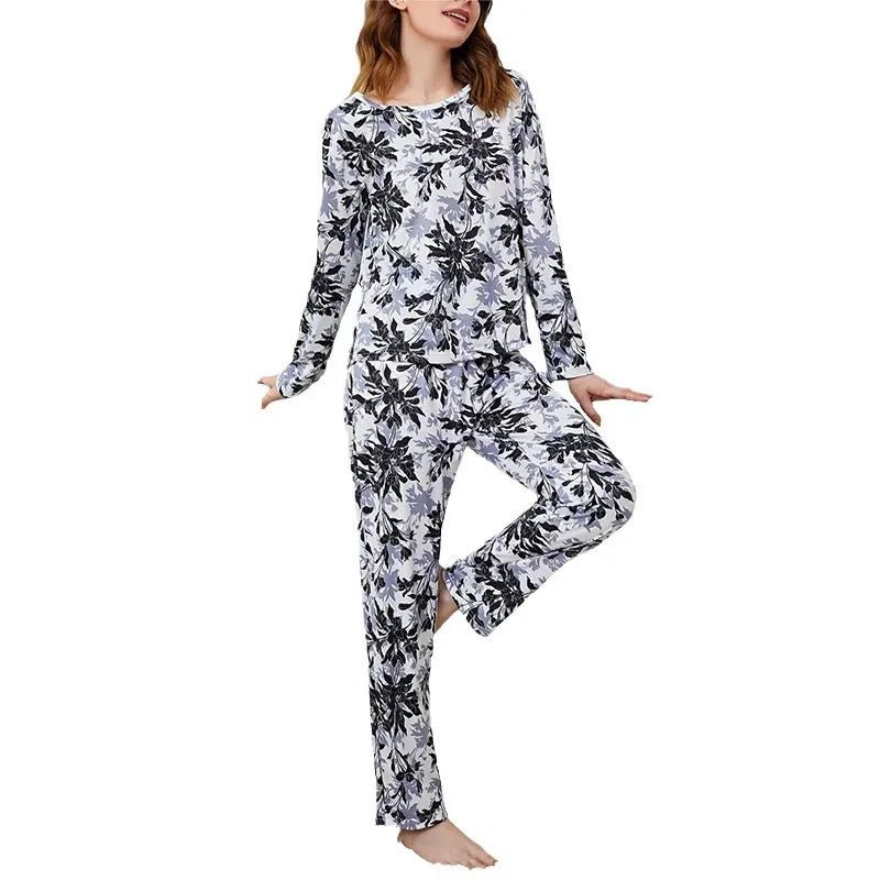 European American Two - Piece Pajamas Set Long - Sleeved Long - Pants Milk Silk Full - Print Cartoon New Autumn - Zeprah