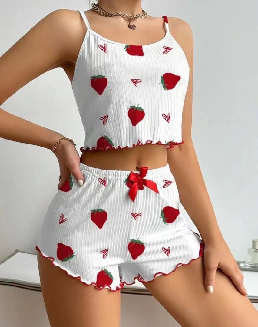 European American Women's Camisole Wearable Pajamas Solid Sexy Tank Top Shorts Homewear Breathable - Zeprah