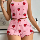 European American Women's Camisole Wearable Pajamas Solid Sexy Tank Top Shorts Homewear Breathable - Zeprah