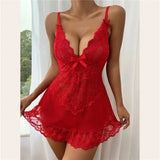 European and American Plus Size New Women's Sexy Lingerie See - through Lace Temptation Nightwear Set - Zeprah