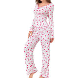 European and American Style Autumn and Winter Homewear Sexy Casual Heart Long - Sleeve Long - Pants Pajamas Two - Piece Set for Women - Zeprah