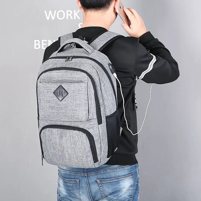 European Market Recycled Polyester School Travel Business Laptop Backpack Unisex Handiness USB Charger Port Waterproof - Zeprah