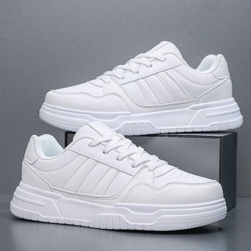 All Black White Sports Shoes Microfiber Leather Upper and Breathable Lining Sneakers