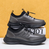 Latest Super Mens Comfortable Leather Walking Running Shoes Daily Quick Lacing Casual Sports Sneakers