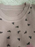 Bestselling Short Sleeve T-shirt Knitted Graphic Tee Bow Women's T-shirts