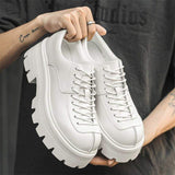 White Color Good Looking Fashion Casual Height Increasing Walking Lace up Classic Durable Thick Sole Men Chunky Shoes