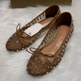 Women's Ballet Flats Sandals With Bow Accent Starry Pattern Lightweight Comfort Durable Ladies Casual Walking Shoes