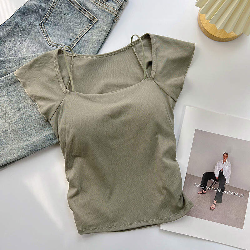 Hot Sale Breathable Lightweight with Pad Cropped Women T-Shirts Hot Selling Shorts Sleeve Women Wear T-Shirts
