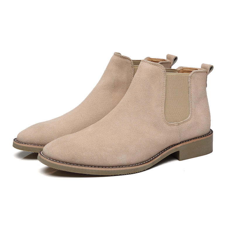 Real Leather High Ankle Chelsea Boots Wedding Party Formal Dress Shoes Durable Suede Leather Slip on