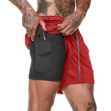 New Summer Double-layer Quick-drying Breathable Men's Shorts Sports Training Running Straight Light Plate Shorts