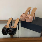 Nude Sandalia Con Plataformas New Arrival Peep Toe Cute Female Stiletto Platform Heels for Women