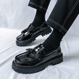 Thick Sole Height Increasing Durable Fashion Tassel Loafers Classic Design Round Toe Men Formal Dress Shoes