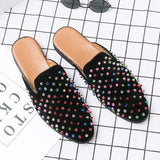 Colorful Spike Rivet Men Casual Slippers Fancy Slip on Durable Half Loafers Shoes