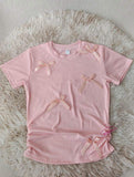 Bow Tops for Women Slim-fit Women's Clothing Fashionable Short-sleeved Blouse
