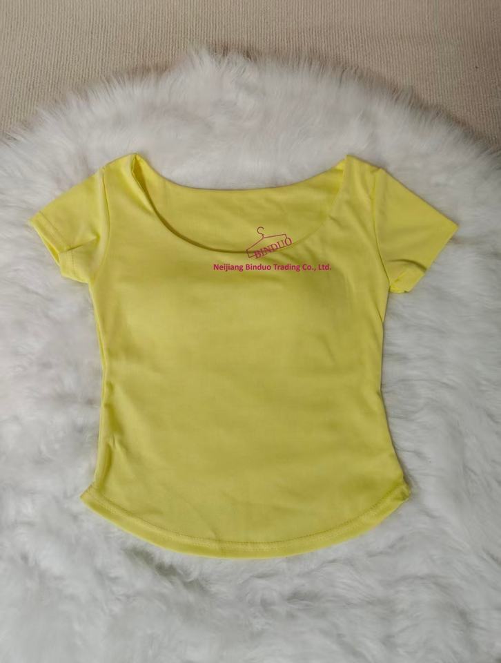 U Neck T-shirt Plain New Design Short Sleeve T-shirt Slimming Women's Clothing